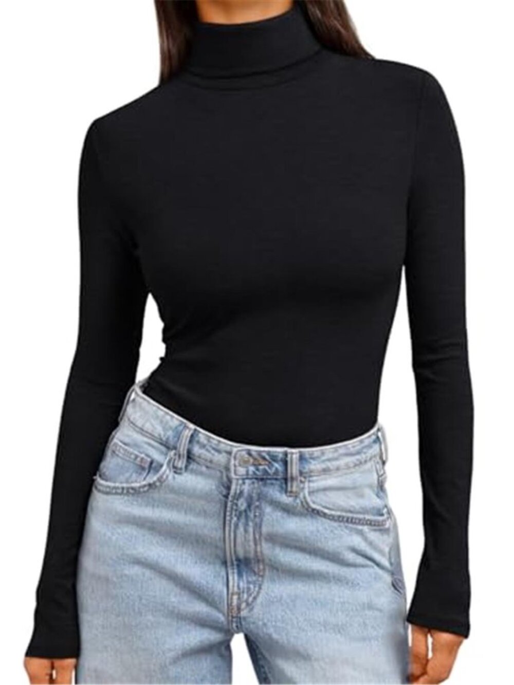 Womens Mock Turtleneck Long Sleeve Slim Fit Stretch Rayon Base Layer Top Shirt